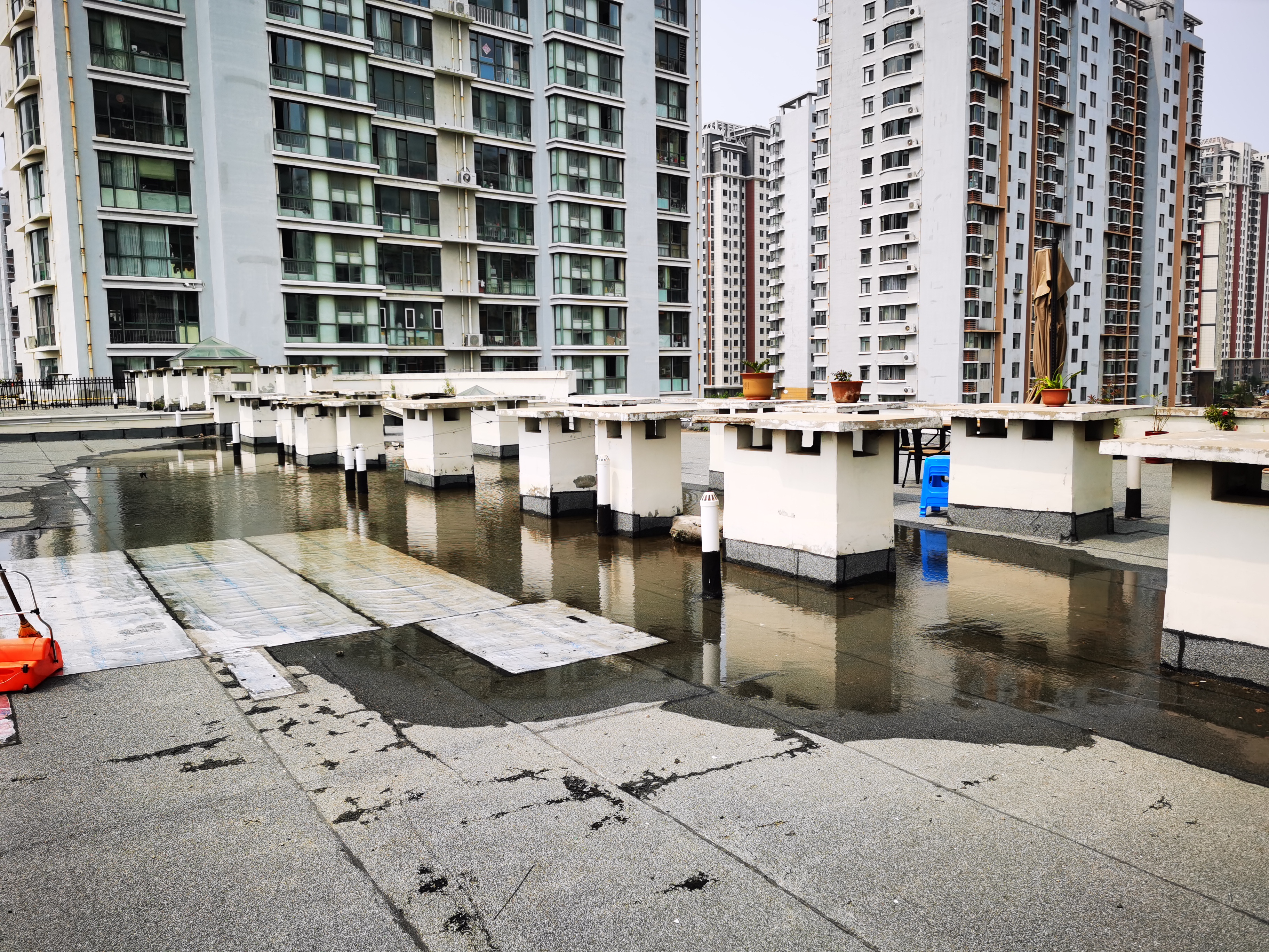 萬光府前花園物業屋頂積水嚴重導致房屋滲水